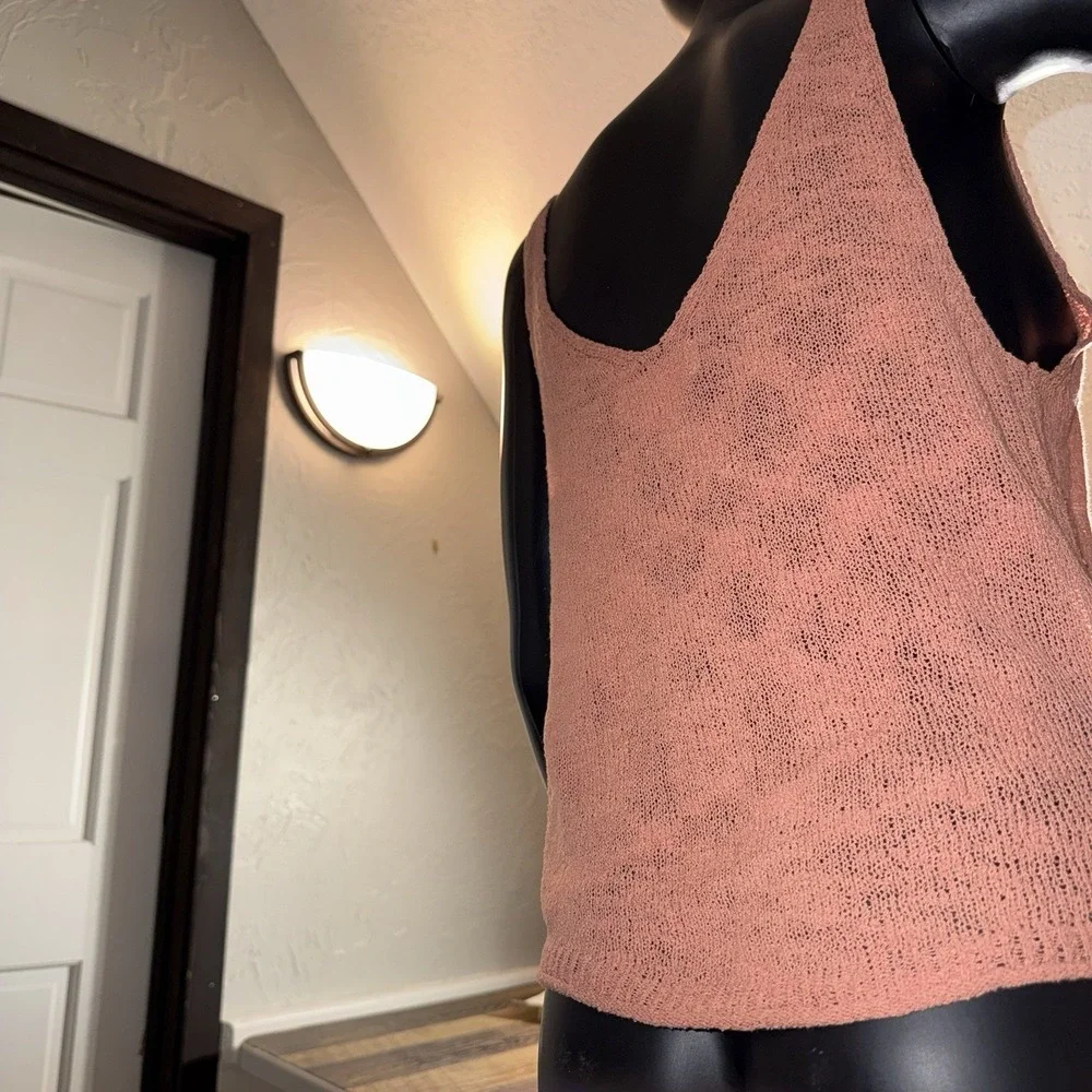 Knit Tank‎ Top From By Together Salmon Lightweight Textured Slouchy Small Boho